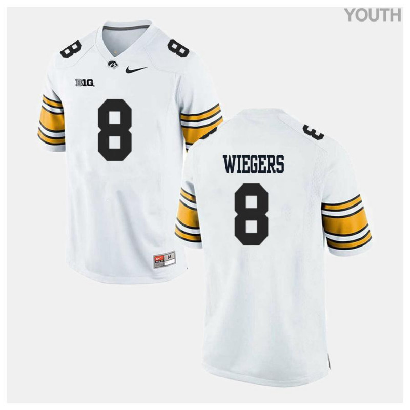 Youth Iowa Hawkeyes NCAA #8 Tyler Wiegers White Authentic Nike Alumni Stitched College Football Jersey MN34N37VI